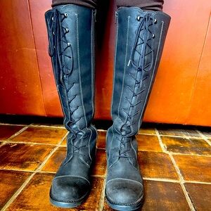 Clarks Lace Up Black Leather Boots size 9